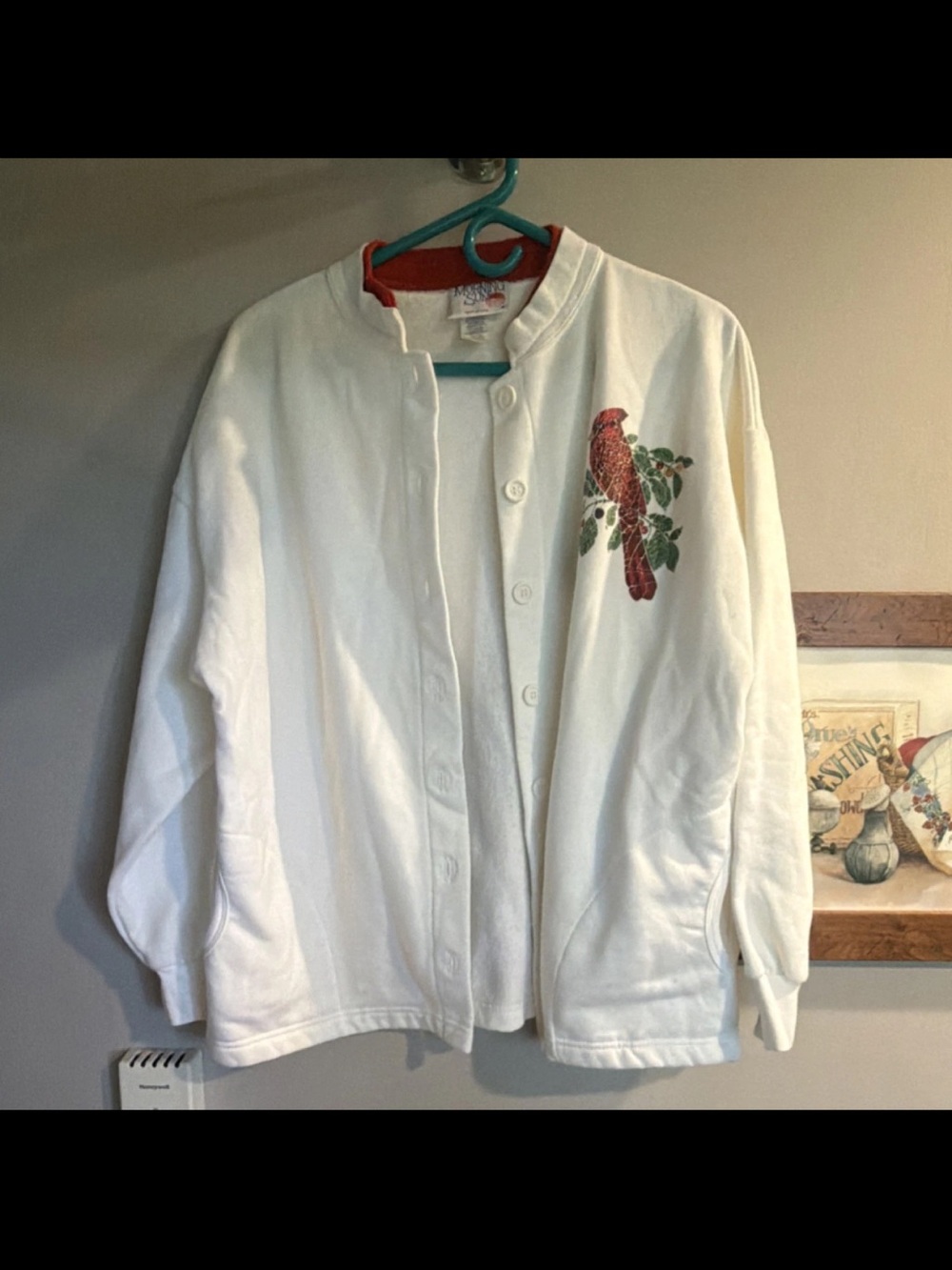 Vintage Button-Front Jacket with Cardinal